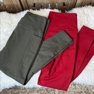 Eddie Bauer & Danskin Olive and Red Leggings